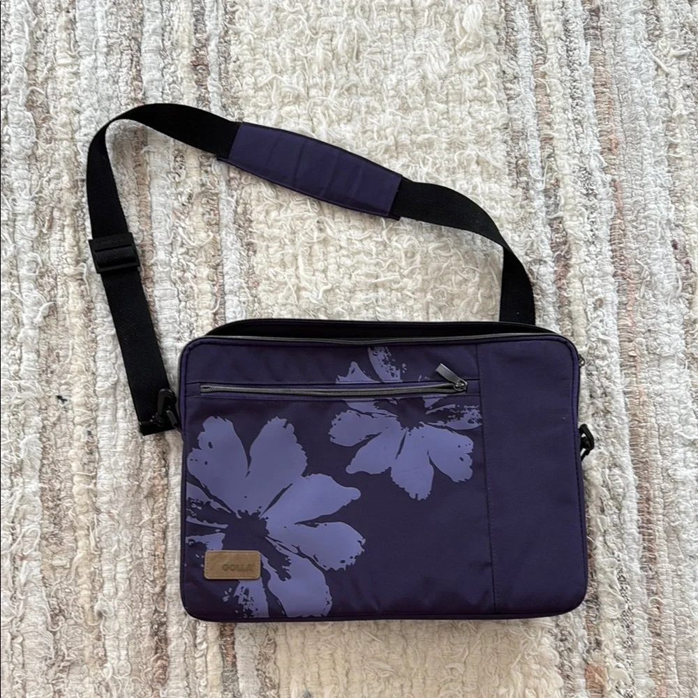 Purple Floral GOLLA Laptop Bag - Picture 1 of 7